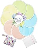 Reusable Organic Bamboo Nursing Pads Set (8-Pack) with Travel Pouch & Laundry Bag  Ultra-Soft, Absorbent, Leak-Proof, Washable, Breathable, Comfortable Breastfeeding Pads Baby Gift Set for Newborn