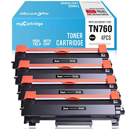 myCartridge Compatible Toner Cartridge Replacement for Brother TN760 TN 760 TN730 TN 730 (Black, 4-Pack) Use with HL-L2350DW HL-L2395DW HL-L2390DW HL-L2370DW MFC-L2750DW MFC-L2710DW DCP-L2550DW