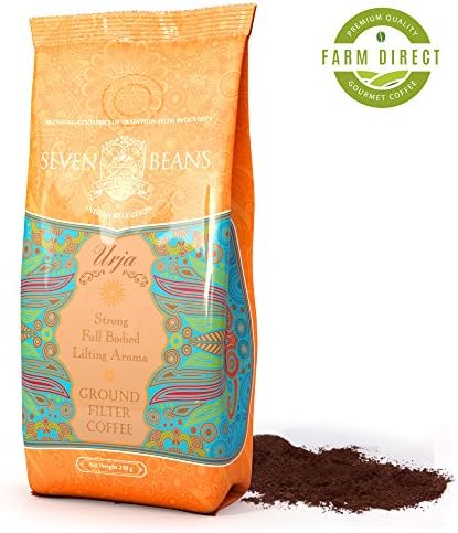 "Urja" Ground Coffee - Medium Roast - Single Origin Indian Gourmet Coffee by Seven Beans Coffee Company (17.64 Oz)