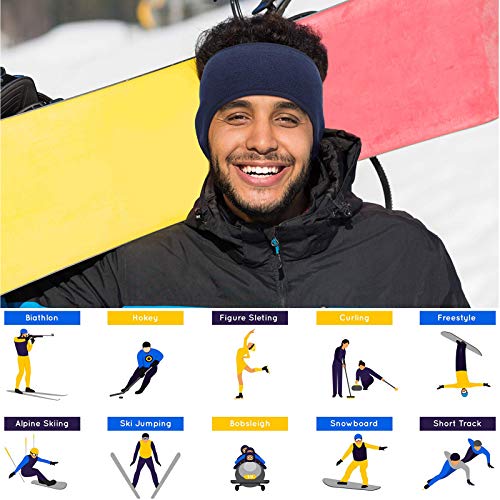 HHOOMY Ohrwärmer Stirnbänder Winter Sport Stirnband für Männer Frauen, Fleece Ohrhauben Stirnbänder, Kaltwetter Ohrenschützer für Laufen, Radfahren und tägliche Kleidung (2er Pack)
