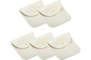 PATIKIL 10x10cm Jewelry Pouches with Snap Button, 5 Pack Velvet Jewelry Pouches Portable Soft Storage for Necklace Bracelet E