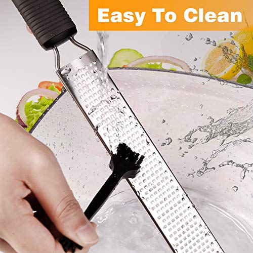 Cheese Zester, LUXEAR Lemon Grater Stainless Steel Sharp Chocolate Zester with Non-Slip Silicone Handle Dishwasher Safe, Professional Zest Tool for Ginger Garlic Nutmeg Chocolate with Protective Cover