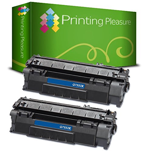 Printing Pleasure 2 Compatible Q7553X 53X Toner Cartridges for HP Laserjet P2015 P2015D P2015DN P2015N P2015X P2010 P2012 P2013 P2014 P2014DN P2014X M2727 M2727NF M2727NFS MFP - Black, High Yield