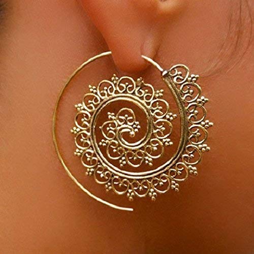 Brass Earrings - Brass Spiral Earrings - Tribal Earrings - Gypsy Earrings - Ethnic Earrings - Brass Jewelry