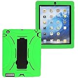 Cellularvilla Tm Combo Case for Apple Ipad 2 Ipad2 Green Hybrid Armor Kickstand Hard Soft Case Cover
