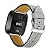 bayite Bands Compatible Fitbit Versa, Classic Genuine Leather Wristband Fitness Strap for Versa, Gray Large