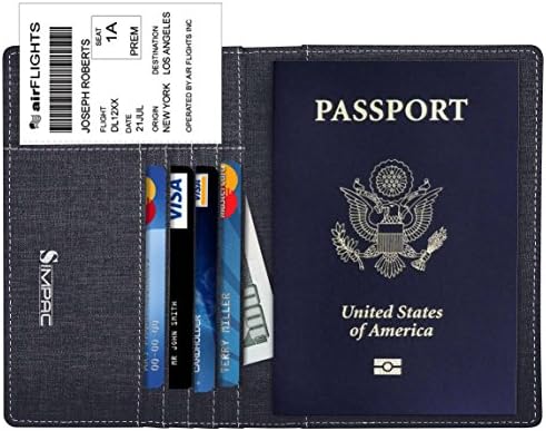 SimpacX Fabric Passport Holder Wallet Cover Case RFID Blocking Travel Wallet
