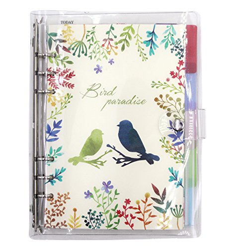 Eilova A5 6-Hole PVC Binder Notebooks Clear Refillable Journal Planner Notepad Loose Leaf Folder(1x Ruled Inner Paper+1x Zip Storage Bag+1x Page Maker + 5X Index Tabs Divider)