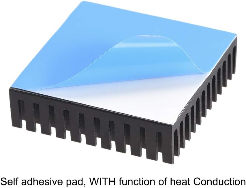 sourcing map 11x40x40mm Black Aluminum Heatsink Thermal Adhesive Pad Cooler for Cooling 3D Printers, 40x40x11mm - Image 3