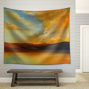 Very Nice Image of an Original Oil Painting on Canvas - Fabric Wall Tapestry Home Decor - 51x60 inches