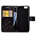 Wallet Case Compatible with iPhone 6/6S,Luxury 3D Handmade Bling Crystal Rhinestone Butterfly Floral Lucky Flowers Stand Credit Card ID Holders Leather Case Compatible with iPhone 6 6S Bling/Black