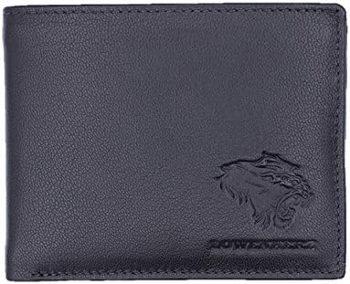 Genuine Nappa Leather RFID Blocking Mens Wallet Handmade Bifold Black With ID Window by Lowenherz (Horizontal Black, Small)