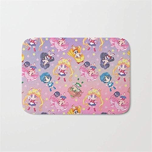 Ruandian Chibi Sailor Moon Crystal Pattern Bathroom Bath Door Mat Rug 23.6(L) X15.7(W) Inch,40cmx60cm