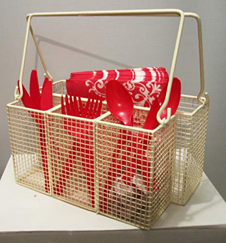 Utensil Caddy Multi-Purpose Steel Mesh Great for Kitchen, Dining, Entertaining, Tailgating, Picnics, Silverware, Napkin Holder, and Condiment Organizer - Thumbnail 7