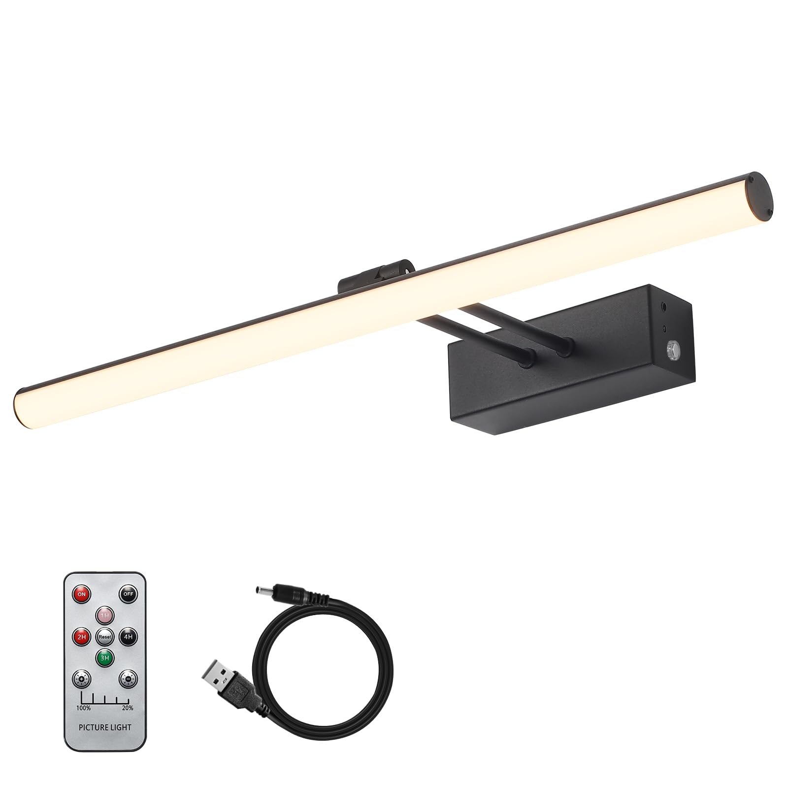 Photo 1 of FUNCHDAY Picture Light, Remote Control Art Light with Brightness Dimmable, Timer Preset Picture Lights for Paintings,16" Full Metal Display Light for Wall,Artwork,Portrait,Dartboard (Round Black)