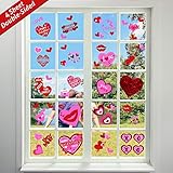 Tifeson 100 PCS Valentine's Day Window Clings Heart Static Stickers Decal - Removable Valentines Window Decals - Valentines Decorations