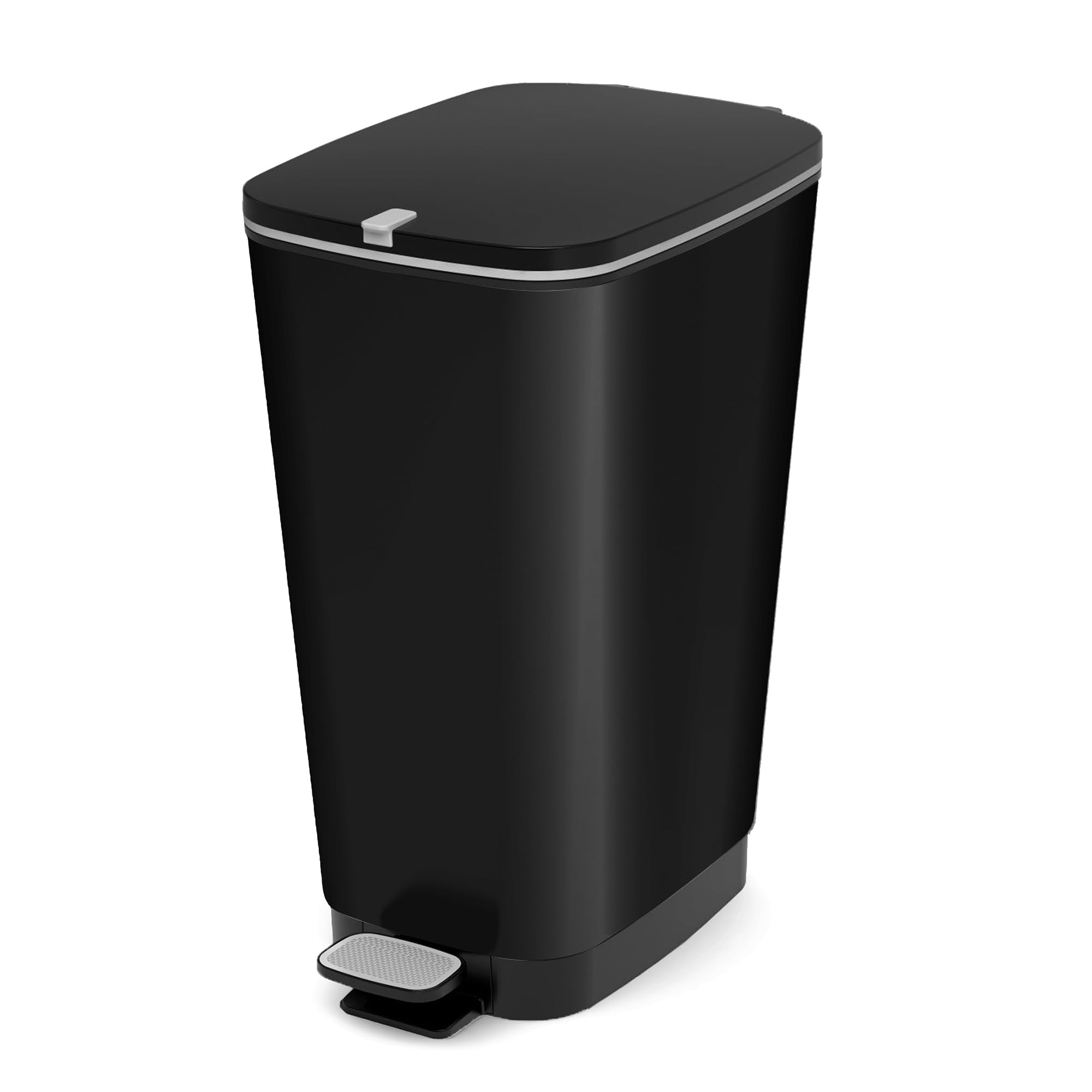 CURVER KIS Chic Bin Style Pedal Bin 45 L with Lid and Pedal Bin Liner Hanging Black Metallic 29 x 44.5 x 60.5 cm