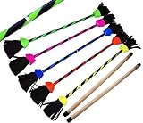 FLASH Pro Flower Stick Set (5 Colours) Silicone Coated Flowerstick & Handsticks! Suprime Quality, Fiberglass Shaft, Silicone Grip, Suede Tassels, Velcro Strap. (UV Blue)