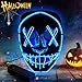 Yuboa Halloween Mask LED Light Up Masks Purge for Festival Party Cosplay, Scary Glowing Mask for Men Women Blue