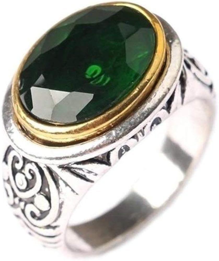 XXXKK Punk Ring,Punk Ring,Vintage Natural Stone Oval Ring for Men, Big