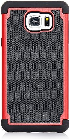 Galaxy Note 5, Dual-layer Heavy Duty Matte Rugged Protective Cover Case for Samsung Galaxy Note 5 by Cazle (Red)