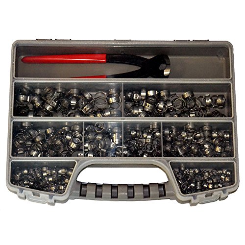 Oetiker Clamp Assortment Case, Oetiker Stepless Ear Clamps, Single Ear Hose Clamps (400 Pack (11/32