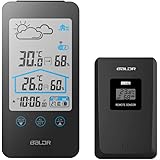 屋外センサー付きワイヤレスウェザーステーション、温度湿度のある屋内屋外天気ステーション天気予報時間日付目覚まし時計タッチスクリーン