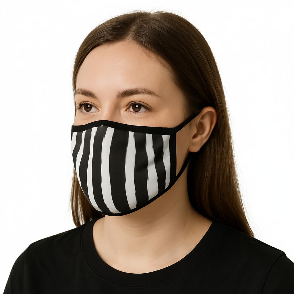 Komonee Adults Face Mask Washable Reusable Trendy Dustproof Zebra Animal Print Cloth Mouth Cover Covering For Boys Girls Outdoors Indoors Childrens School Protection — image 1