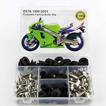 Xitomer Full Sets Fairing Bolts Kits, for Kawasaki ZX7R 1996 1997 1998 1999 2000 2001 2002 2003, Mounting Kits Washers/Nuts/Fastenings/Clips/Grommets (Silver)