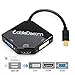 CableDeconn The Cobra Appearance Multi-Function Thunderbolt Mini DisplayPort DP to HDMI VGA DVI Cable Converter Adapter for MacBook Suface Pro Air Black