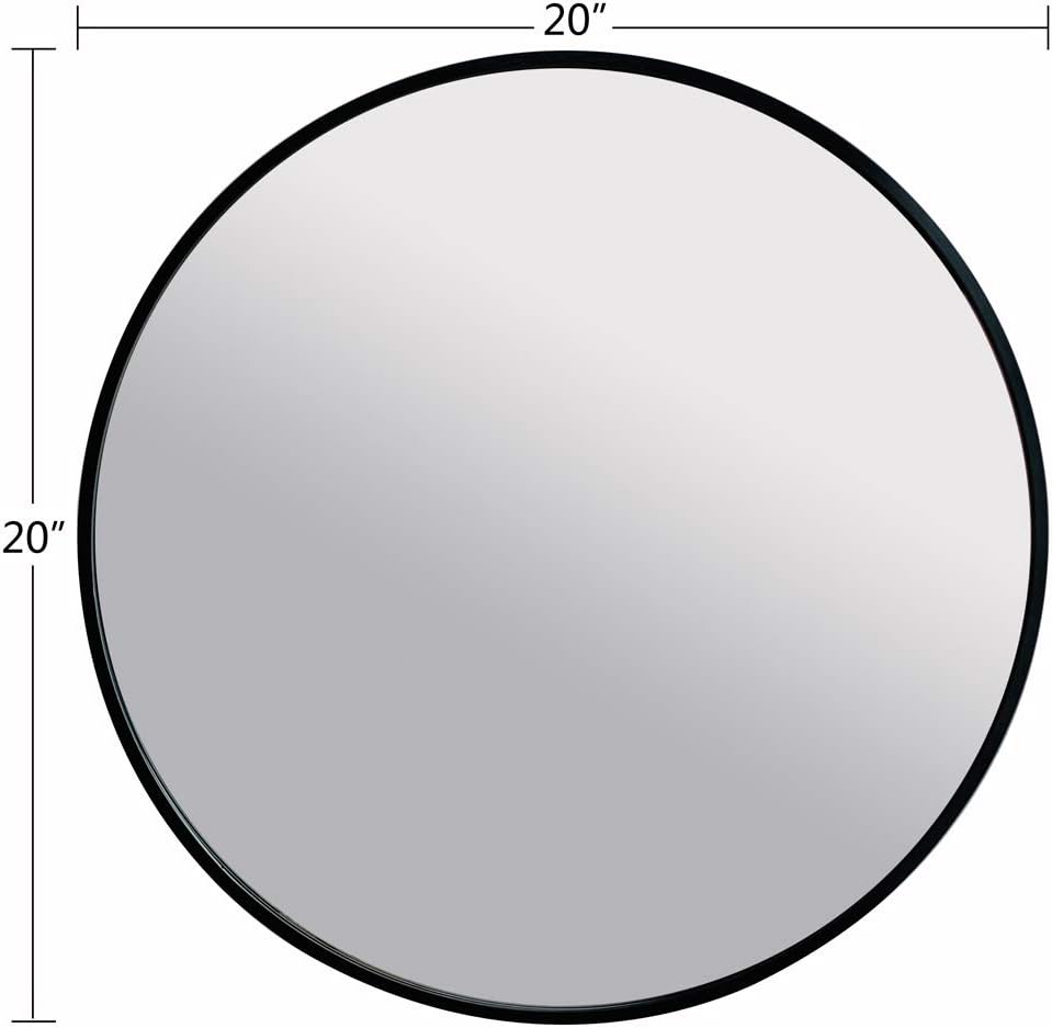 oruii Black Circle Mirror, 20 inch Metal Frame Bathroom Mirror, Round Wall Mounted Mirror for Living Room, Teen Bedroom, Rustic, Vanity, Minimalist.: Kitchen & Dining