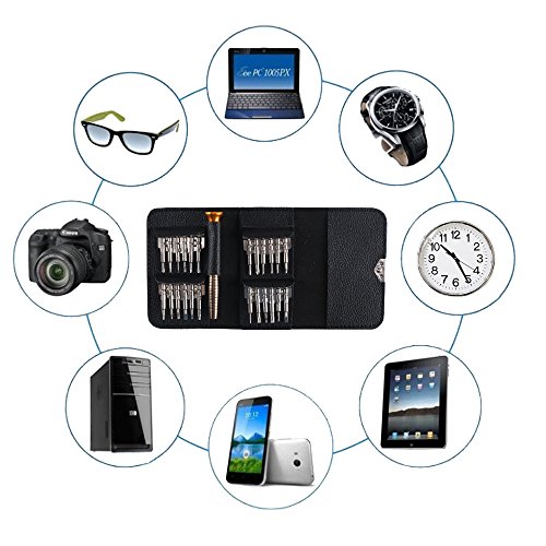 25 in 1 Screwdriver Set, Dayree Precision Pentalobe Torx Screwdriver Bit Set with Black Leather Case for Mobile Phone, Macbook, iPad, PC Laptop,Tablet, Electronic Workshops, Watch and Glasses