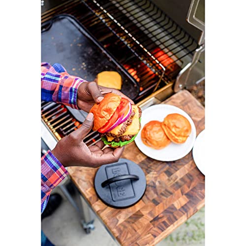 Lodge Pre-Seasoned Round Cast Iron Press - Cast Iron Griddle Press for a Restaurant-Quality Sear - Unparalleled Heat Retention - Use on the Stove or the Grill - 6.25 Inch