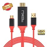 New USB Type-C to HDMI Cable, NXET 3in1 6.6FT 1080P 4K@30Hz HD TV Charger MHL Adapter for Samsung Galaxy Note 8/S8/S8+, LG G6/G5, New MacBook 13