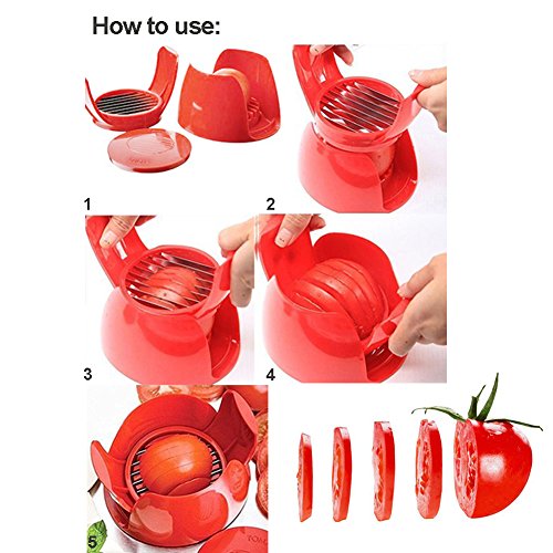 Tomato Cutter, Tomato Slicer, Mozarella Slicer,Multifunctional Tomatoes Slicer, Onion Chopper Fruits Vegetables Cutter For Kitchen Tools（Red） - Thumbnail 3