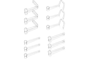 GENERIC Clear Nose Ring Bioflex for Women and Men,Plastic Cear Nose Studs for Work L Shaped,Body Clear Piercing Retainer 18g Nose Rings Studs Piercing Jewelry