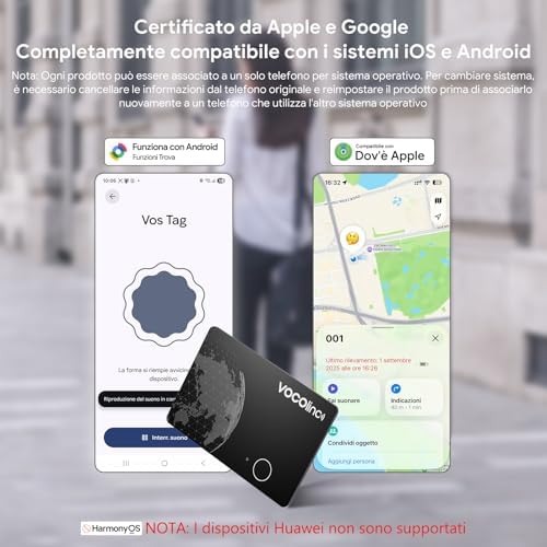 Air Tag Card Compatibile con Android Google Funzioni Trova o iOS Apple Dov'è App, Ricaricabile Wallet Tracker Card Thin, Bluetooth Localizzatore per Portafoglio/Bagaglio/Zaino Borsa, 1 Pezzi