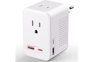 TREVOLTY PD 35W Voltage Converter US to Europe - 1600W 220V to 110V Converter for European Travel - Compact Travel Design with 2 USB-A + 2 USB-C - Universal Travel Adapter for France Germany (White)