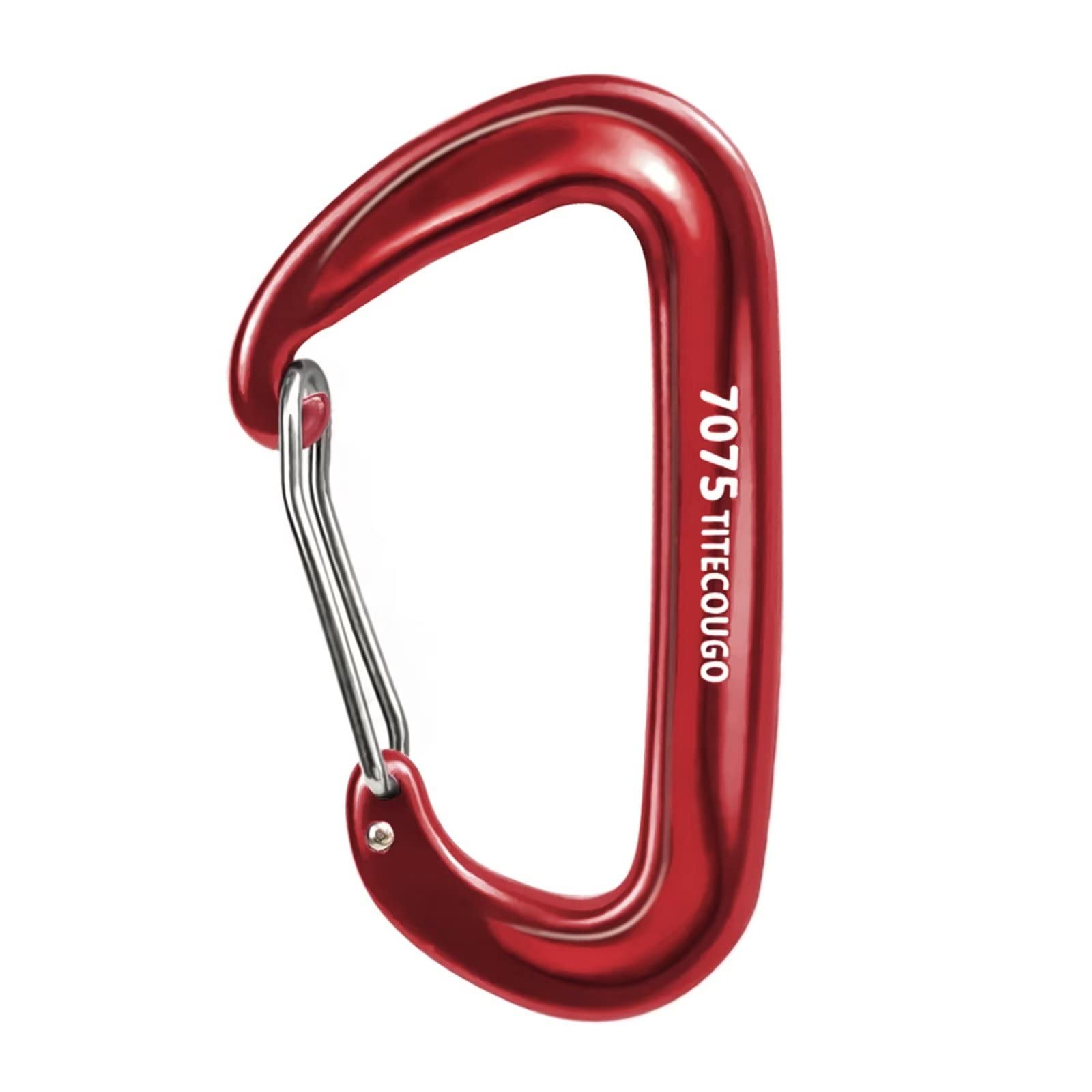 TITECOUGO 12KN Aluminium Carabiner Clip Big Size Carabiners for Clips Backpacking Weights Heavy Duty Large Hammock Accessories Key Chain Dog Leash Keyring Gated Harness Wiregate Utility Red 2 Pack