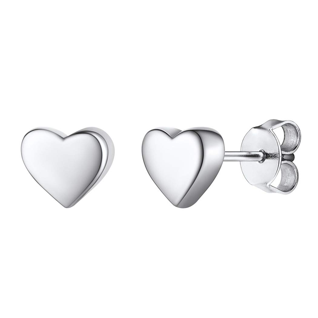 Silver Earrings for Women Heart Earrings Ladies Earrings Valentines Gifts for Her Stackable Earrings Cute Earrings Ear Studs Sterling Silver Stud Earrings Womens Earrings Studs — image 1