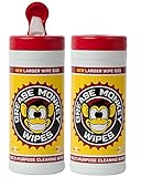 Grease Monkey Wipes Heavy Duty Multi Purpose Cleaning Wipes (Pack of 2), 25 Count Canister