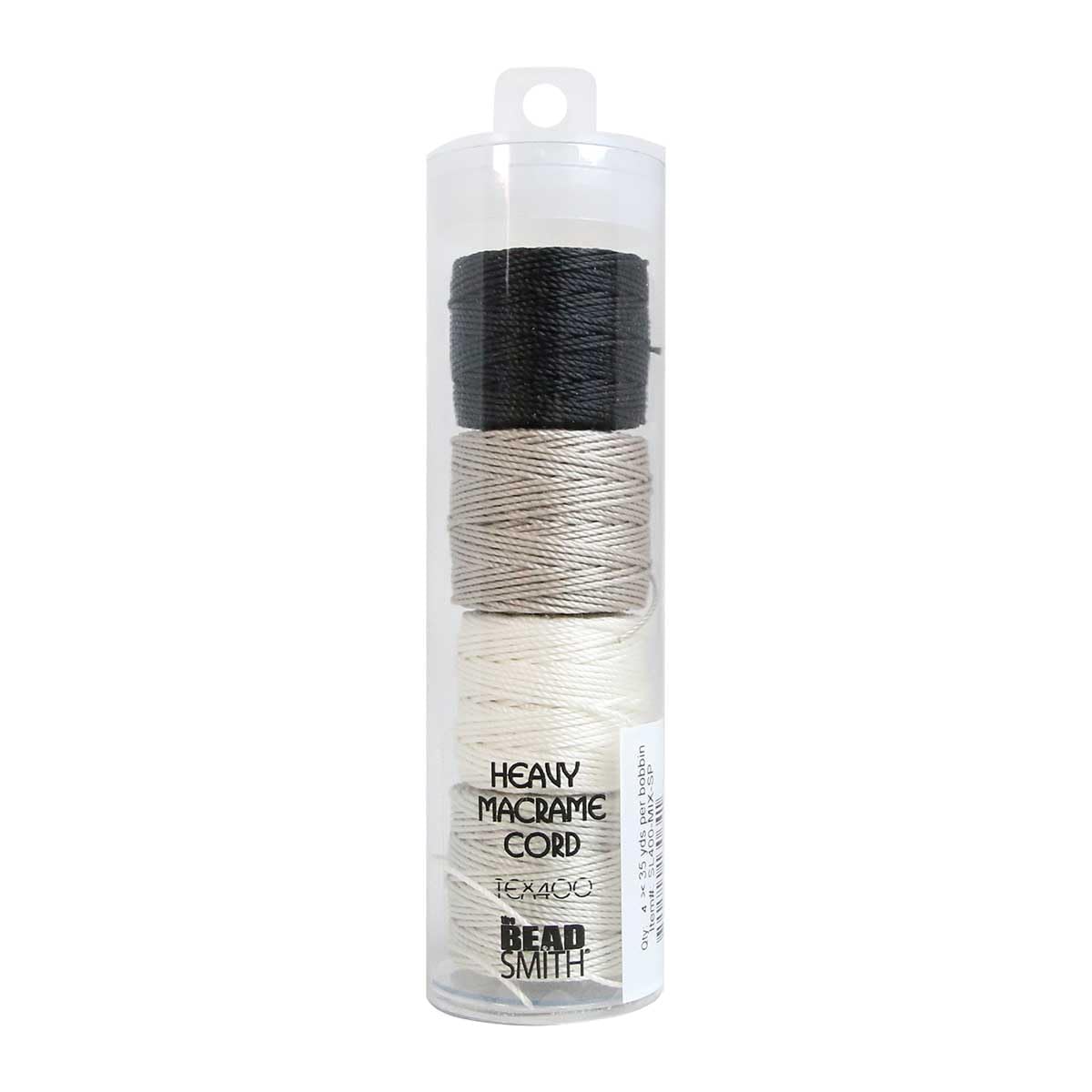 The Beadsmith S-Lon Heavy Nylon Cord – Salt & Pepper Mix – TEX400, .9mm Diameter, 4-Pack, 35 Yard Spools – For Stringing Beading Crochet, Micro-Macrame Jewelry & Kumihimo Projects