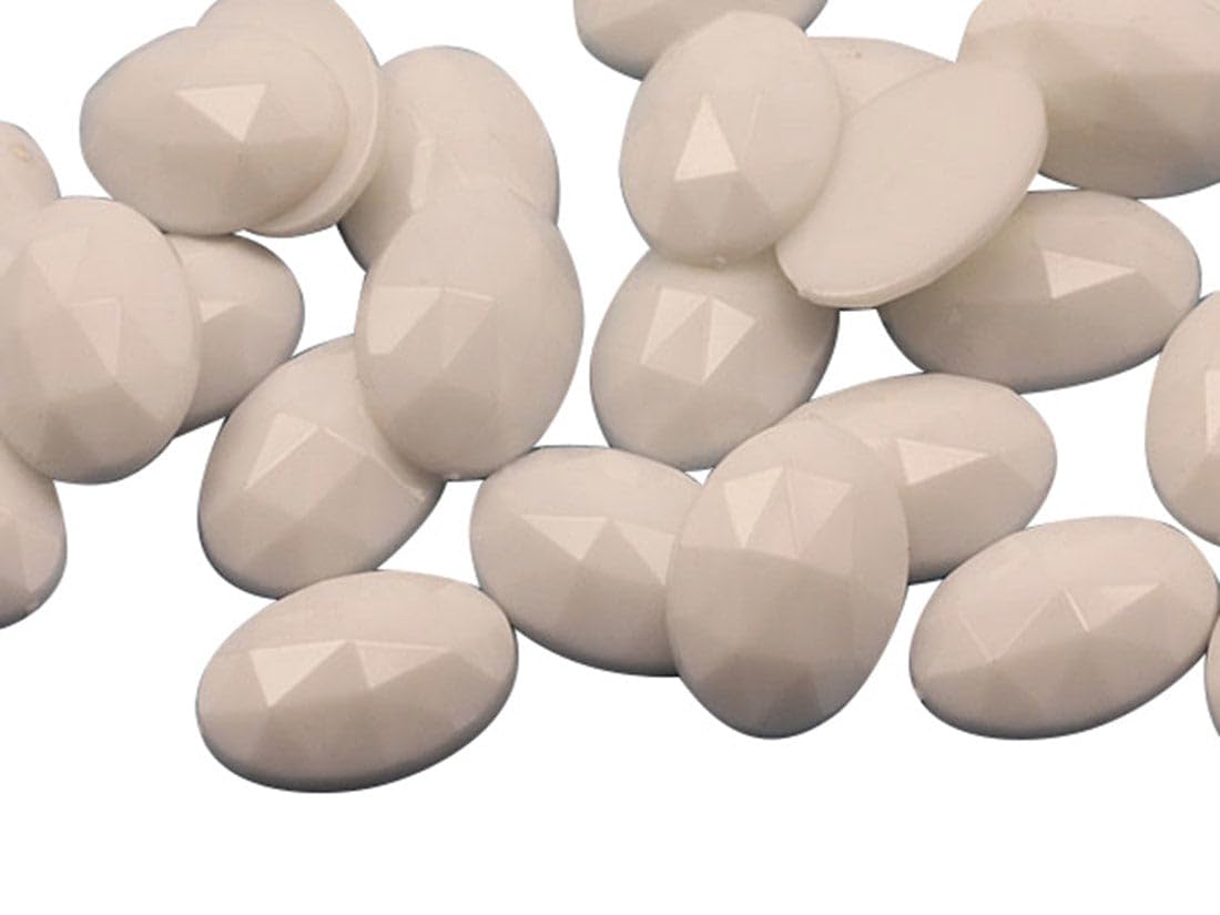 Allstarco 18x13mm White Chalk .WHT Flat Back Oval Acrylic Rhinestones Plastic Costume Gems Cosplay Embelishments Decorations - 35 Pieces