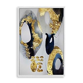 Framed Canvas Home Artwork Decoration Gold Foil Marble Canvas Wall Art for Living Room, Bedroom - 16x24 inches