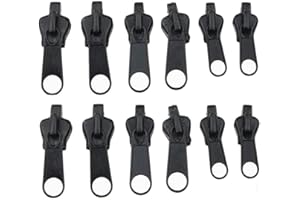 12Pcs Black Universal Zipper Repair Kit, Zip Slider Replacement Set for Sewing and Crafts