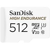 SanDisk 512GB High Endurance Video microSDXC Card with Adapter for Dash Cam and Home Monitoring Systems - C10, U3, V30, 4K UH