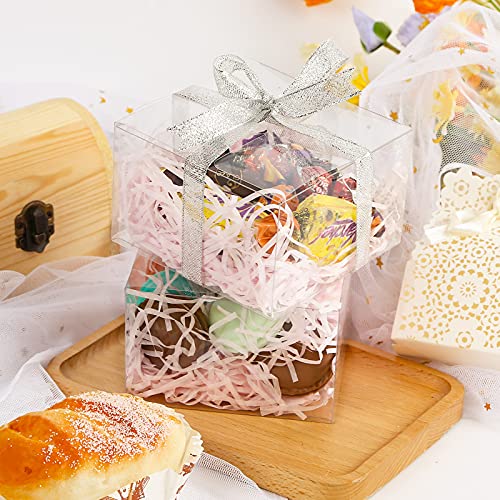 VGoodall Clear Favor Boxes, 35 pcs Plastic Gift Boxes Transparent Cube Boxes PET Boxes for Wedding, Party, Baby Shower, Bridal Shower