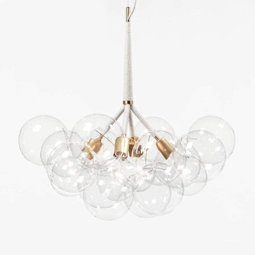 Table Restaurant Chandelier Simple Cafe Fashion Creative Living Room Glass Bubble Ball Chandelier lamp E27 Bulb D500 * H600 (mm)-4 LED Light Sources + 12 Glass_White