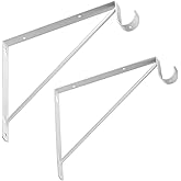 Dewell 2 Pcs Shelf and Rod Brackets, Wall Mounted Shelf Supports White,SRB300