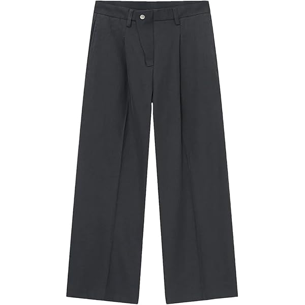 Men Casual Wide-Leg Nine-Point Suit Pants Straight Trousers Wide